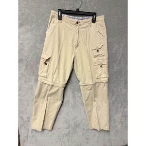 Plugg Mens Tan Khaki Convertible Cargo Pants Zip Off Shorts 33x32 Cotton Russia